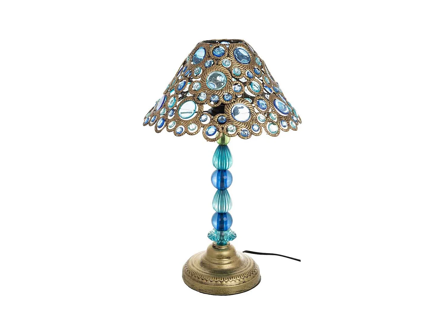 Blaue Metalllampe mit buntem Acrylglas, 30x47,5H cm