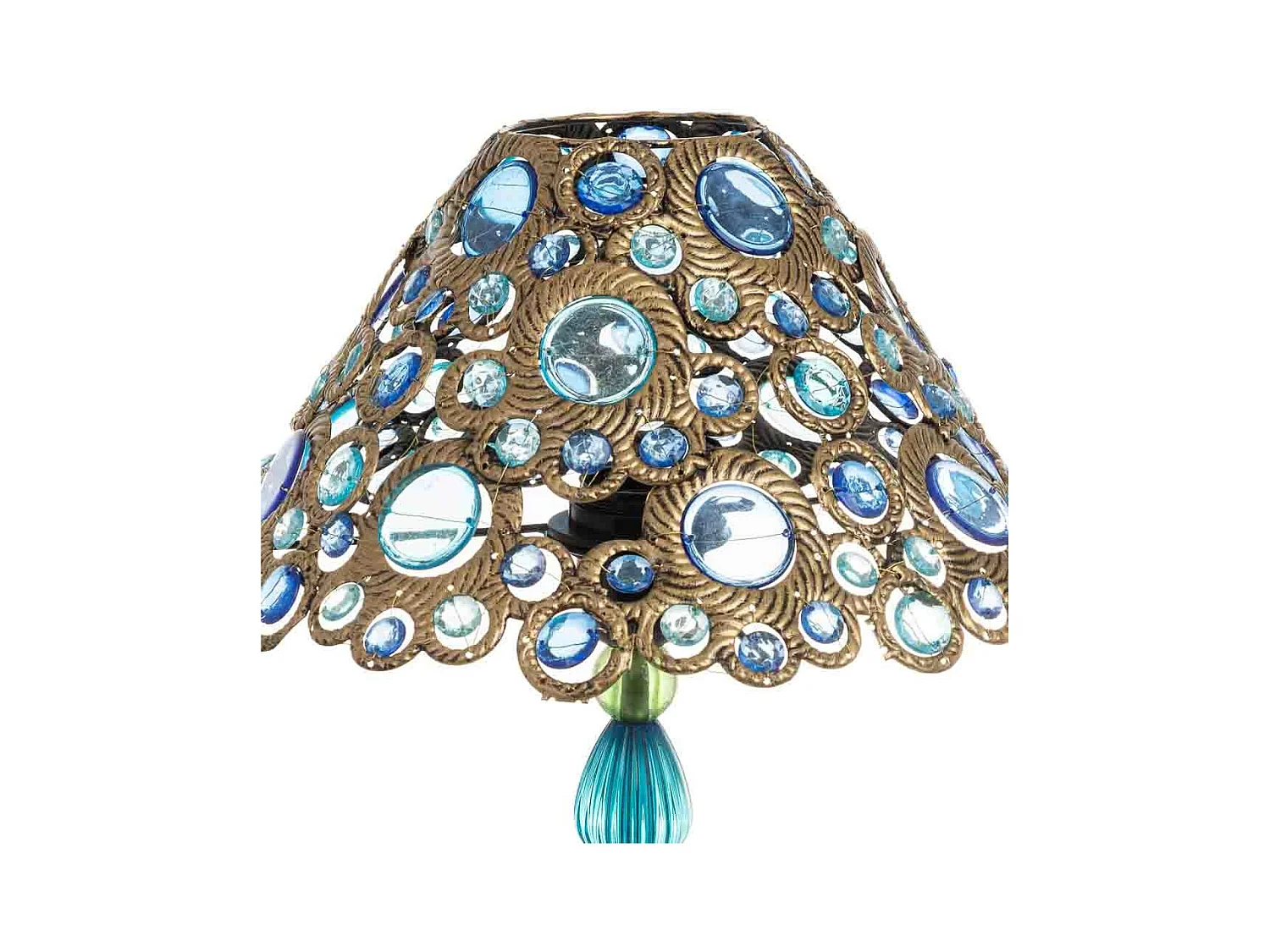 Blaue Metalllampe mit buntem Acrylglas, 30x47,5H cm