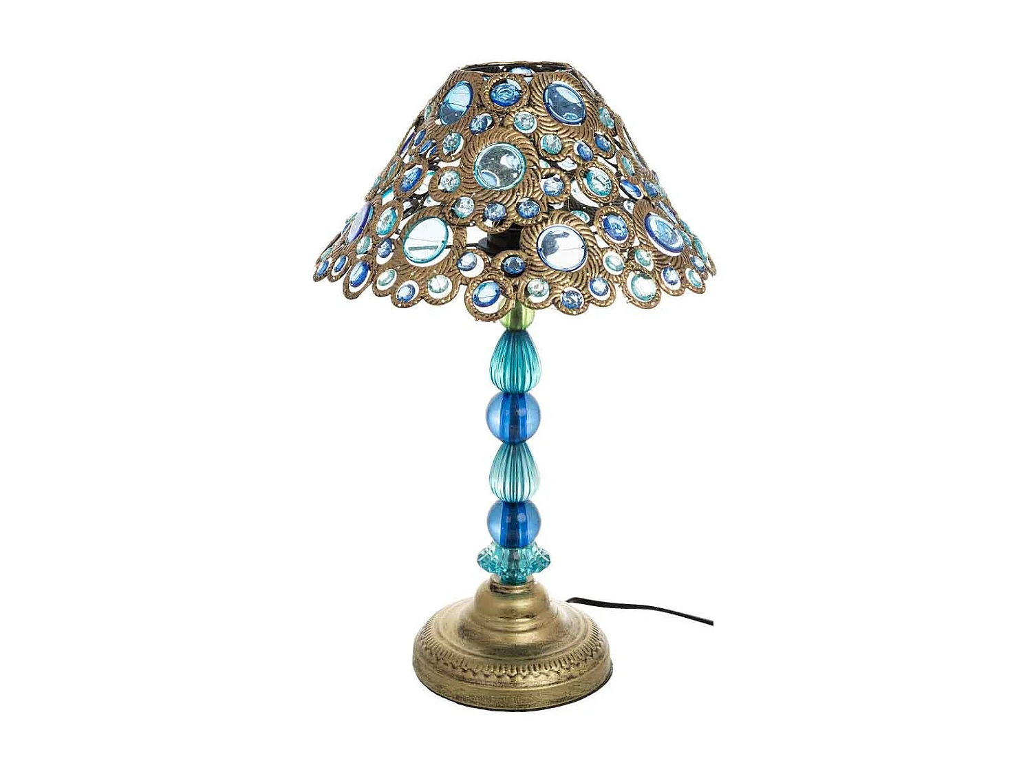 Blaue Metalllampe mit buntem Acrylglas, 30x47,5H cm