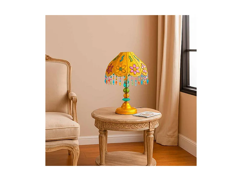 Lâmpada de metal com contas de cristal acrílico coloridas 30x30x50 cm