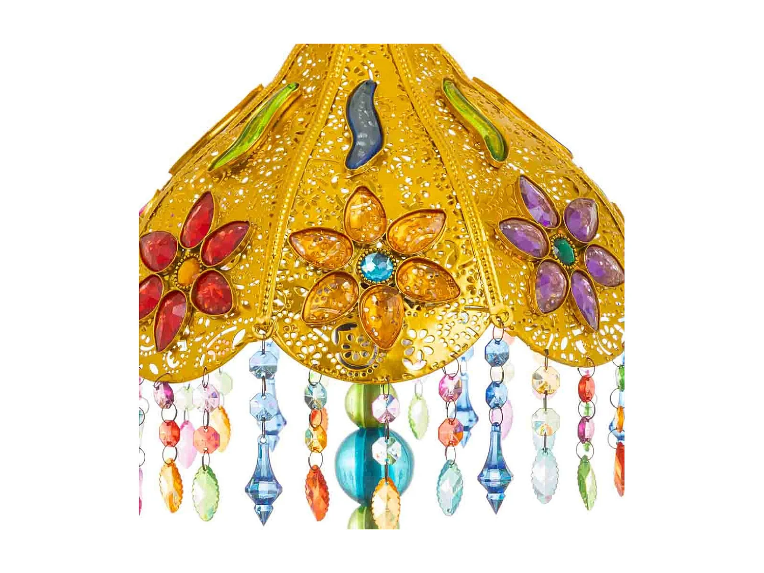 Lampada in metallo con perline in cristallo acrilico colorato 30x30x50