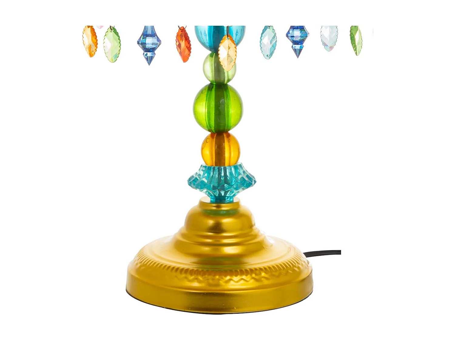 Lampada in metallo con perline in cristallo acrilico colorato 30x30x50