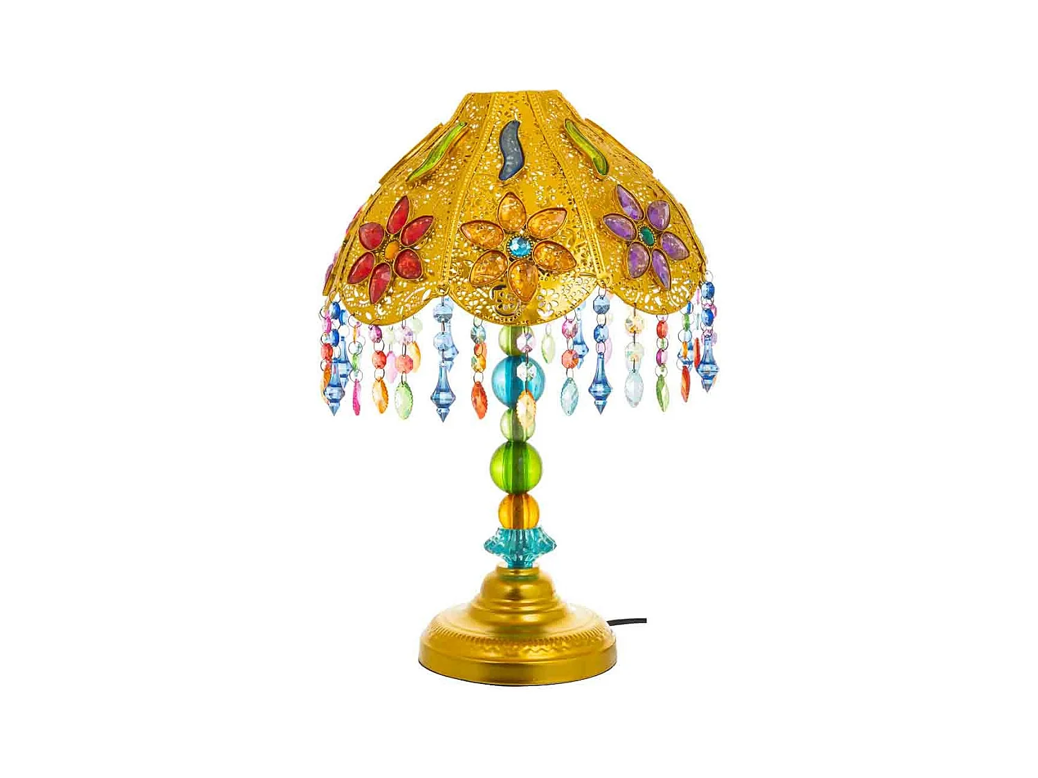 Lampe en métal avec perles en cristal acrylique colorées