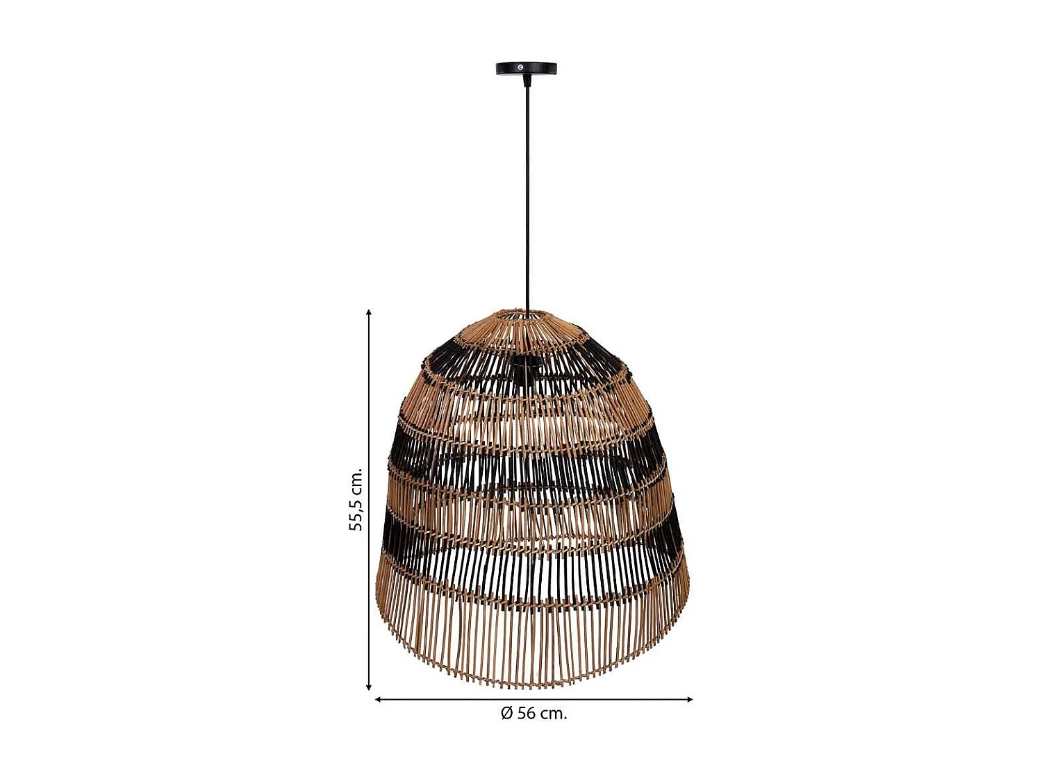 Lâmpada de teto de rattan marrom D56x55,5h cm