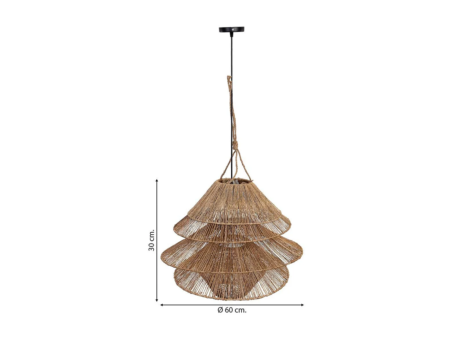 Lâmpada de teto de rattan marrom D60x30h cm