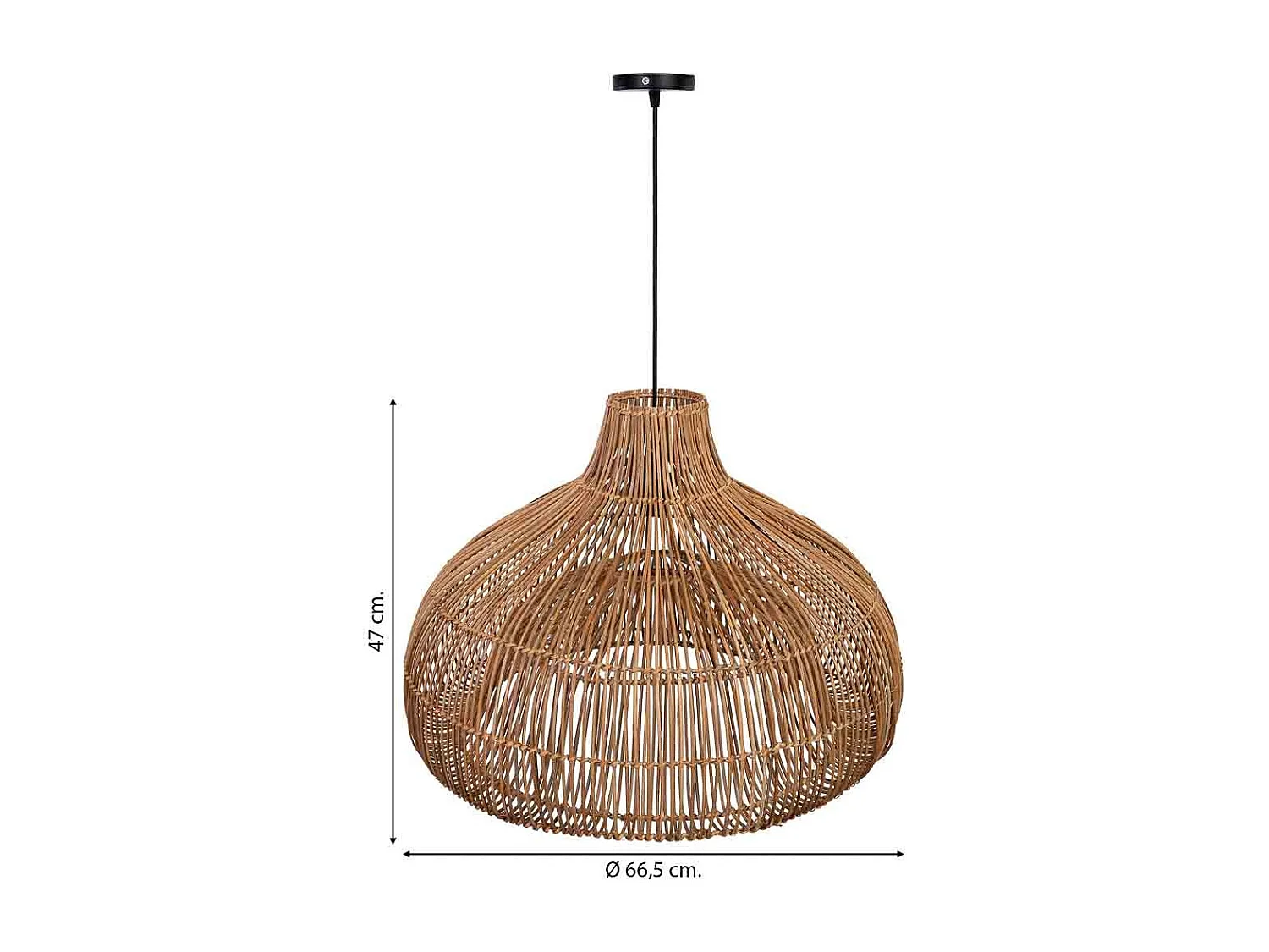 Lâmpada de teto de rattan marrom D66,5x47h cm
