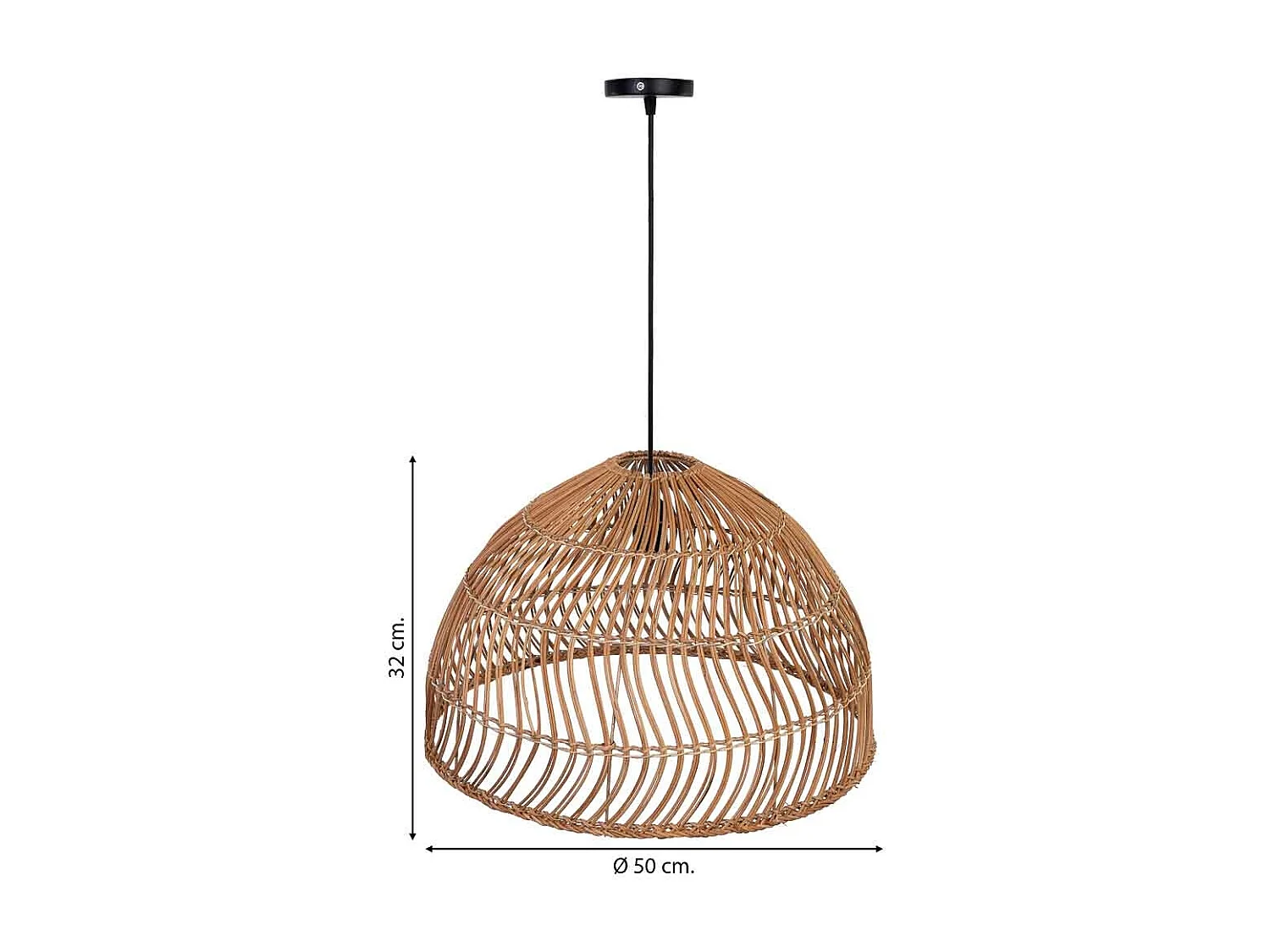 Lámpara techo de ratan marrón D50x32h cm