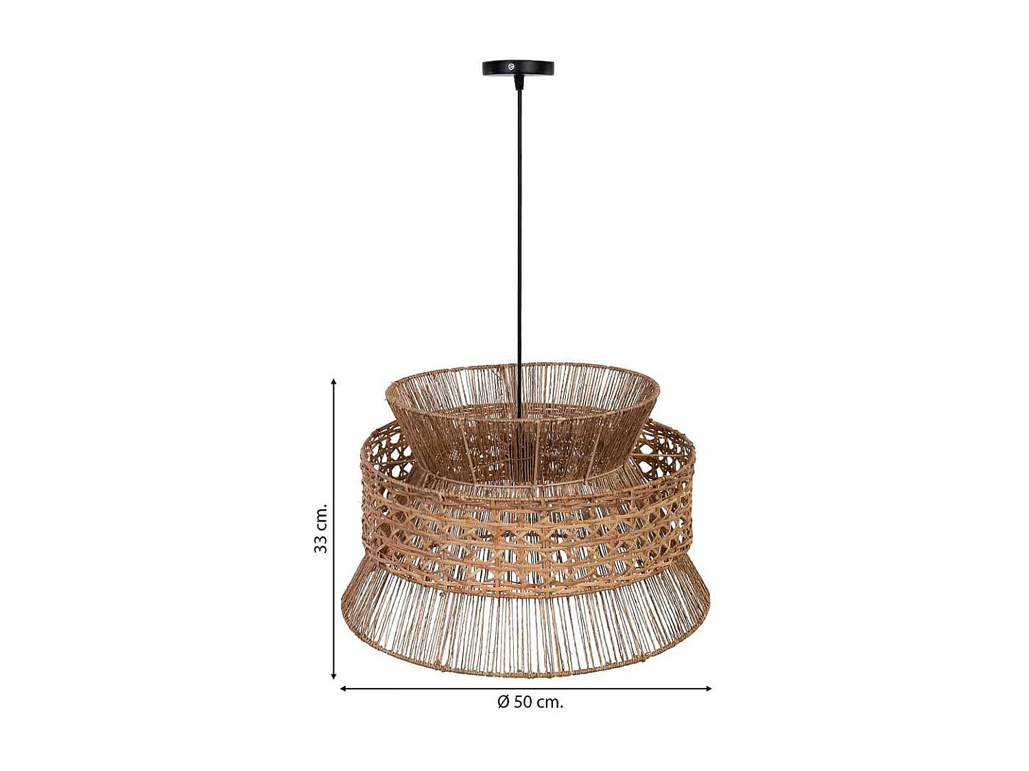 Lampe de plafond en rotin et jute marron D50x33h cm