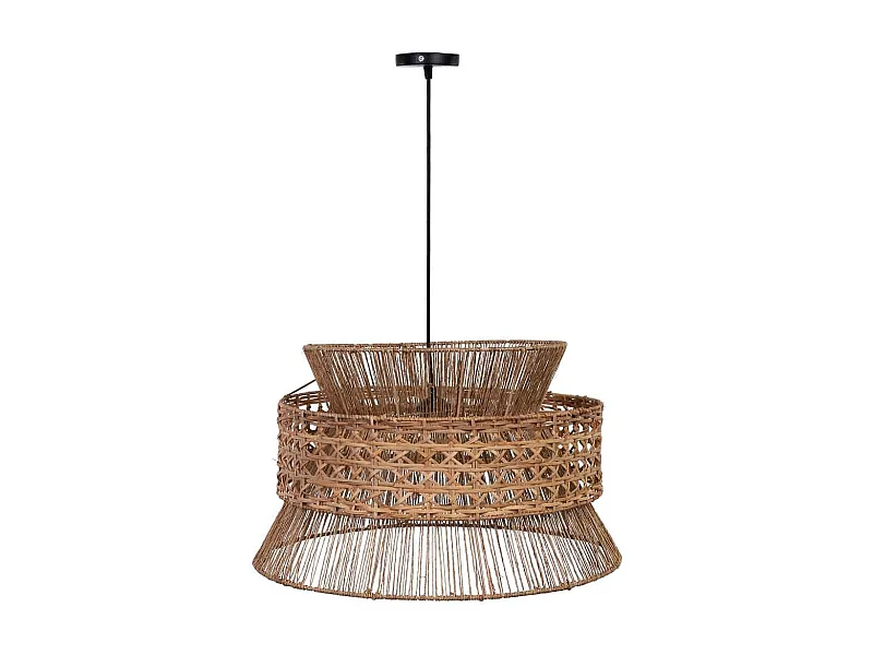 Deckenlampe aus Rattan und Jute in braun, D50x33H cm