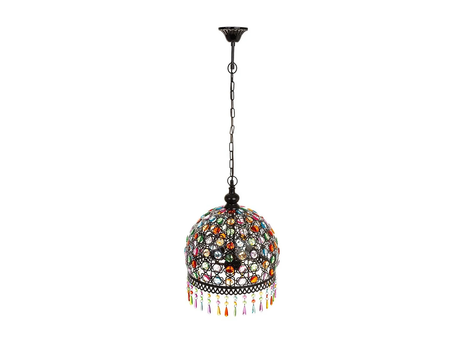 Lâmpada de metal com contas de cristal acrílico coloridas 33x33x65h cm