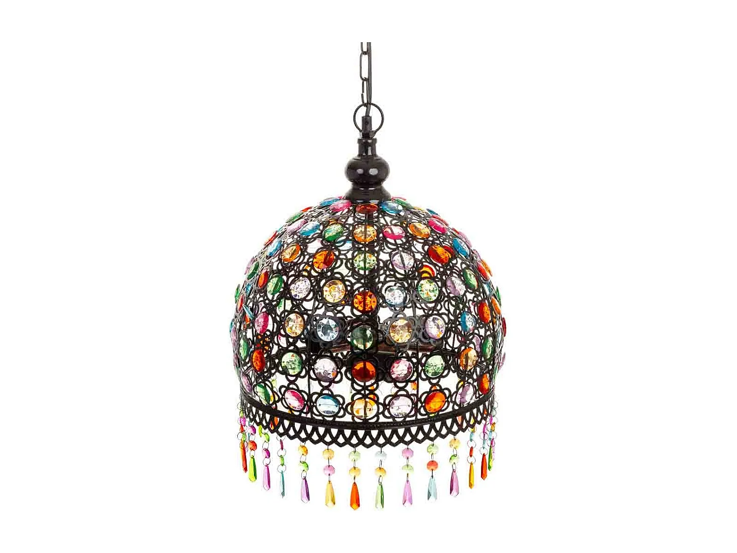 Lâmpada de metal com contas de cristal acrílico coloridas 33x33x65h cm