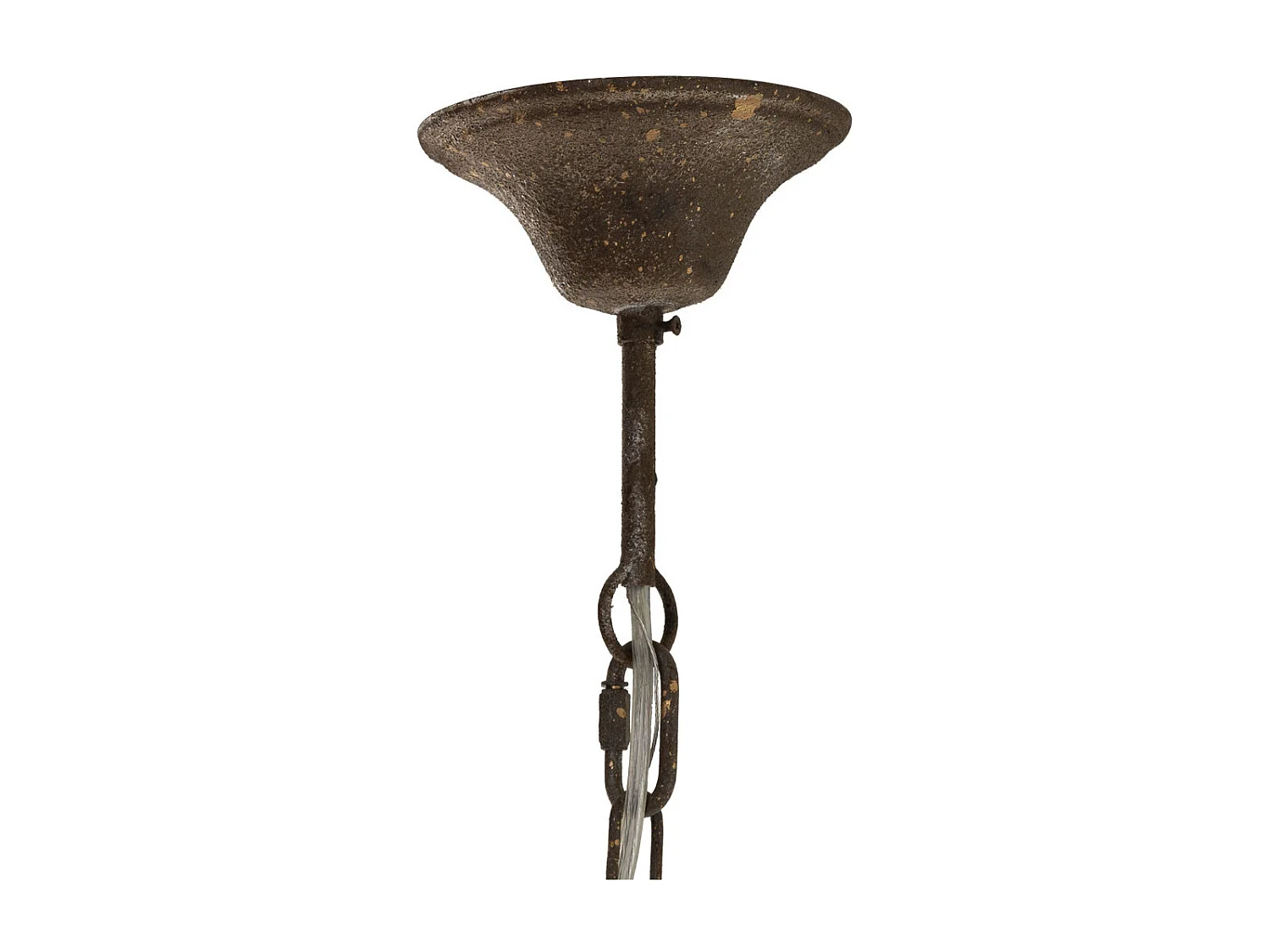 Lampada da soffitto in legno e metallo con finitura invecchiata