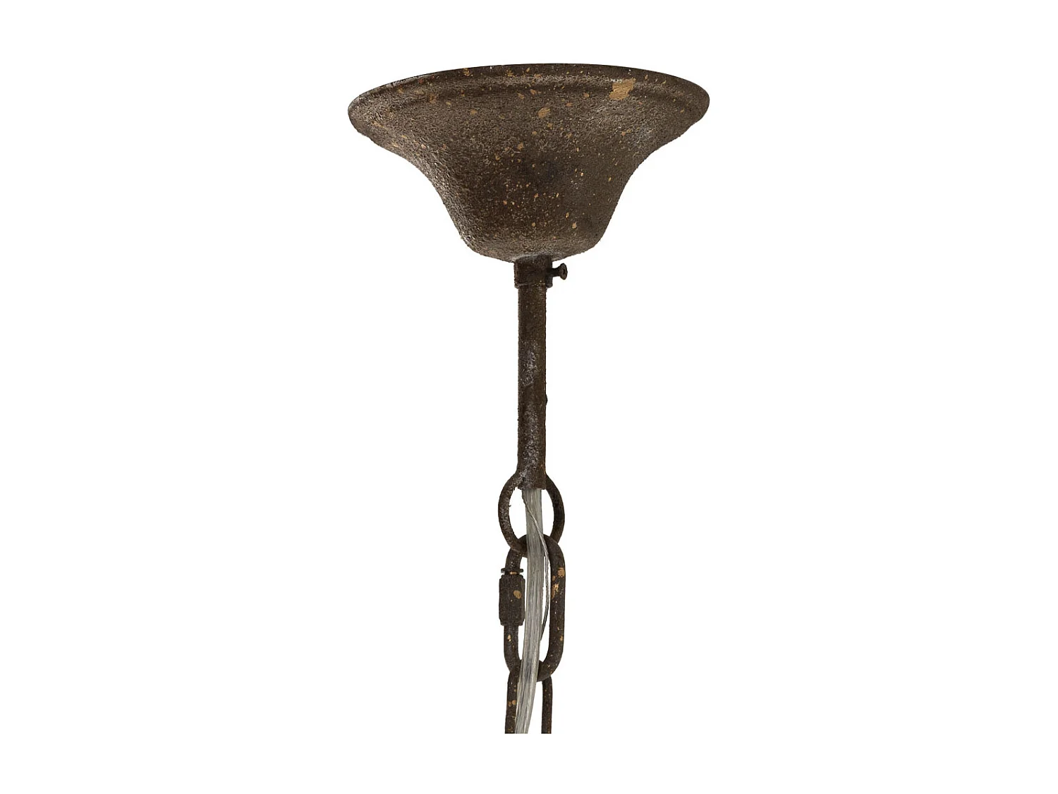 Lampada da soffitto in legno e metallo con finitura invecchiata
