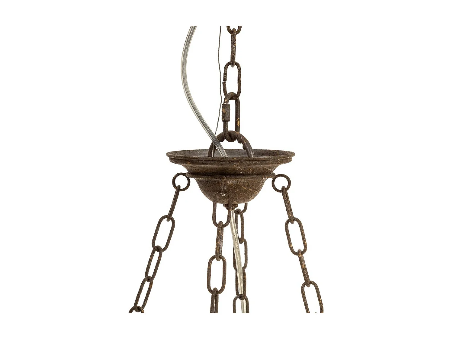 Lampada da soffitto in legno e metallo con finitura invecchiata