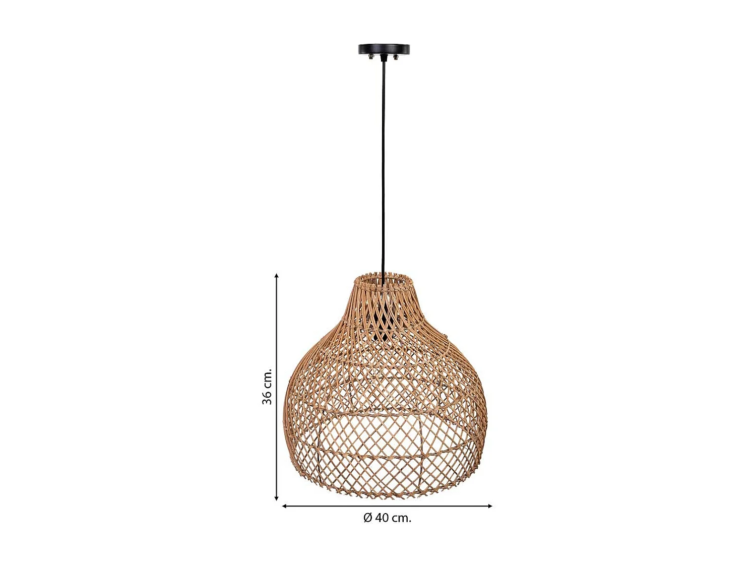 Lâmpada de teto de rattan marrom D40x36h cm