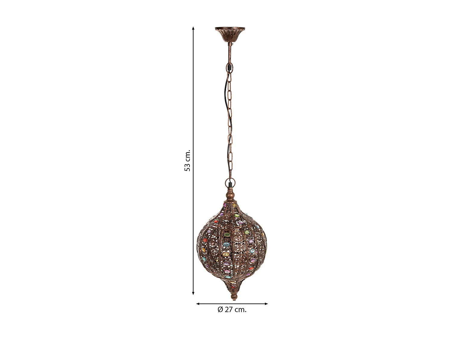 Lâmpada de metal com vidro acrílico colorido D27x47h cm