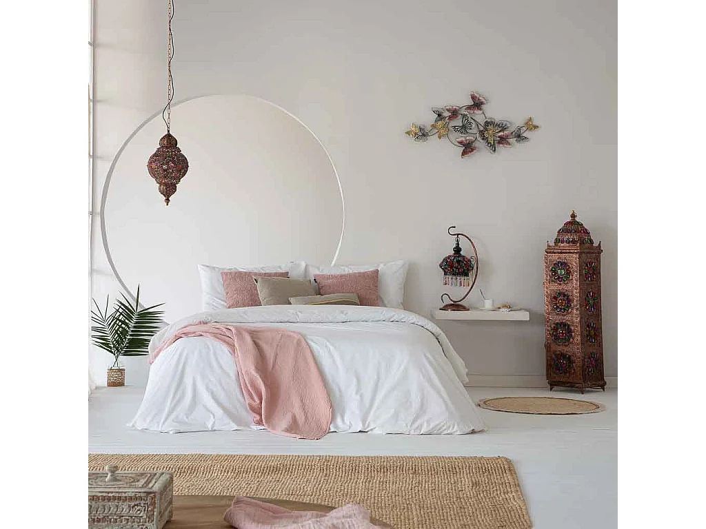 Lampe en métal avec verre acrylique coloré 27x27x53h cm