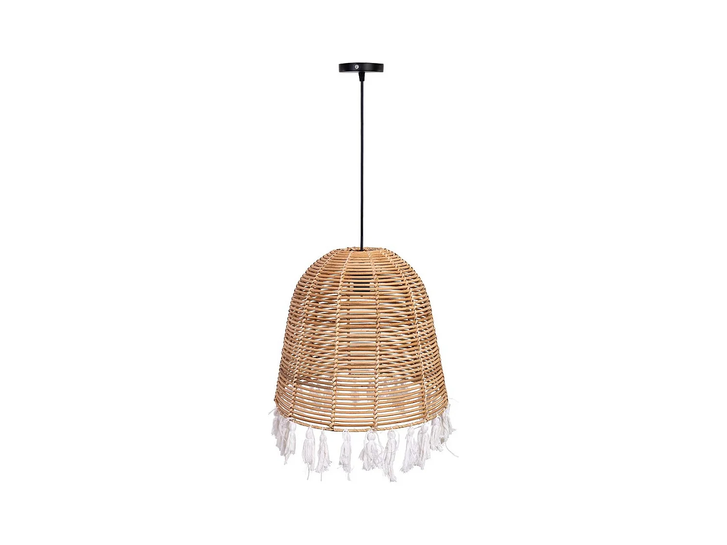 Lampe de plafond en rotin et coton marron D40x40h cm