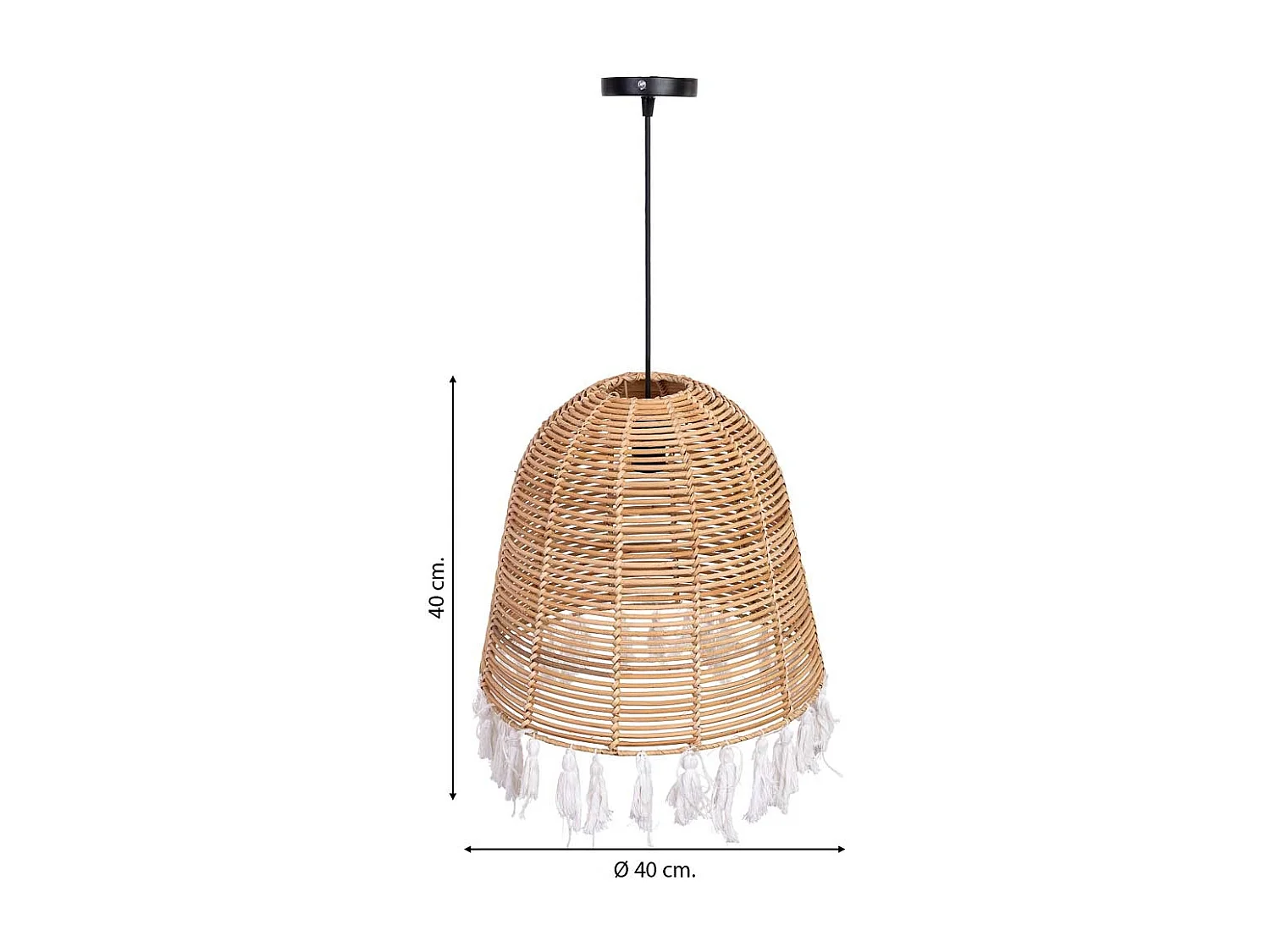 Lâmpada de teto de rattan e algodão marrom D40x40h cm