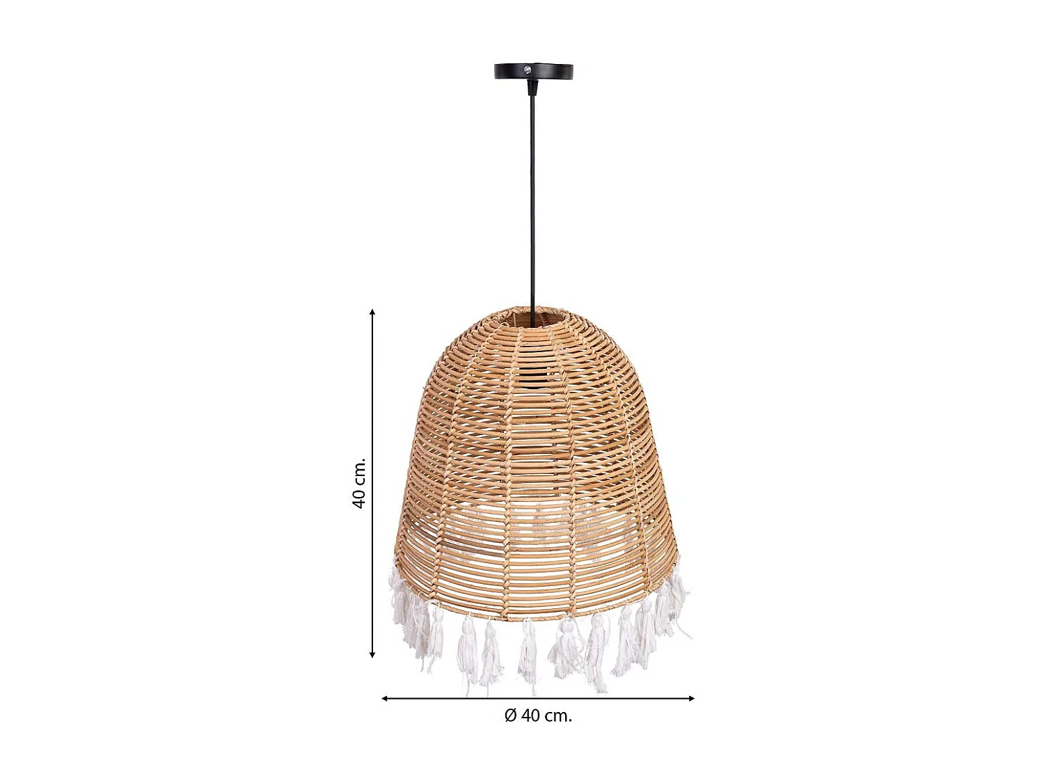 Lámpara techo de ratan y algodón marrón D40x40h cm