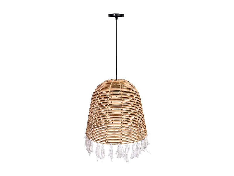 Deckenlampe aus Rattan und Baumwolle in braun, D40x40H cm