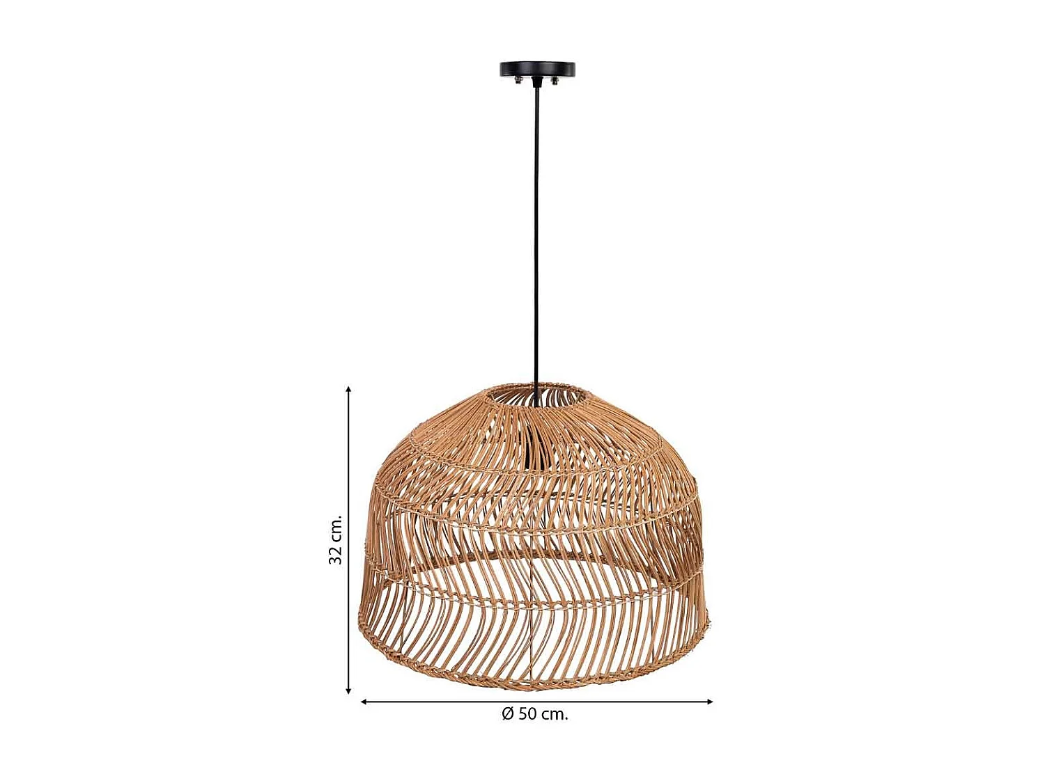 Lampe de plafond en rotin marron D50x32h cm