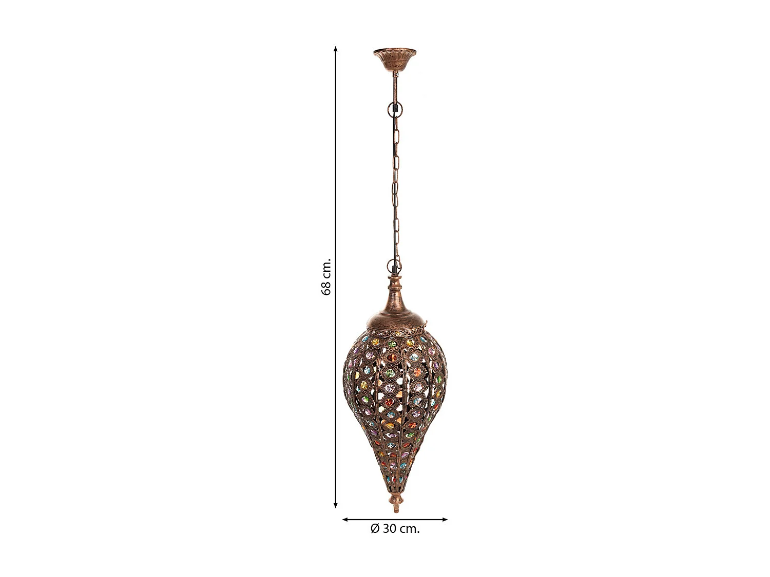 Lâmpada de metal com vidro acrílico colorido D30x68h cm