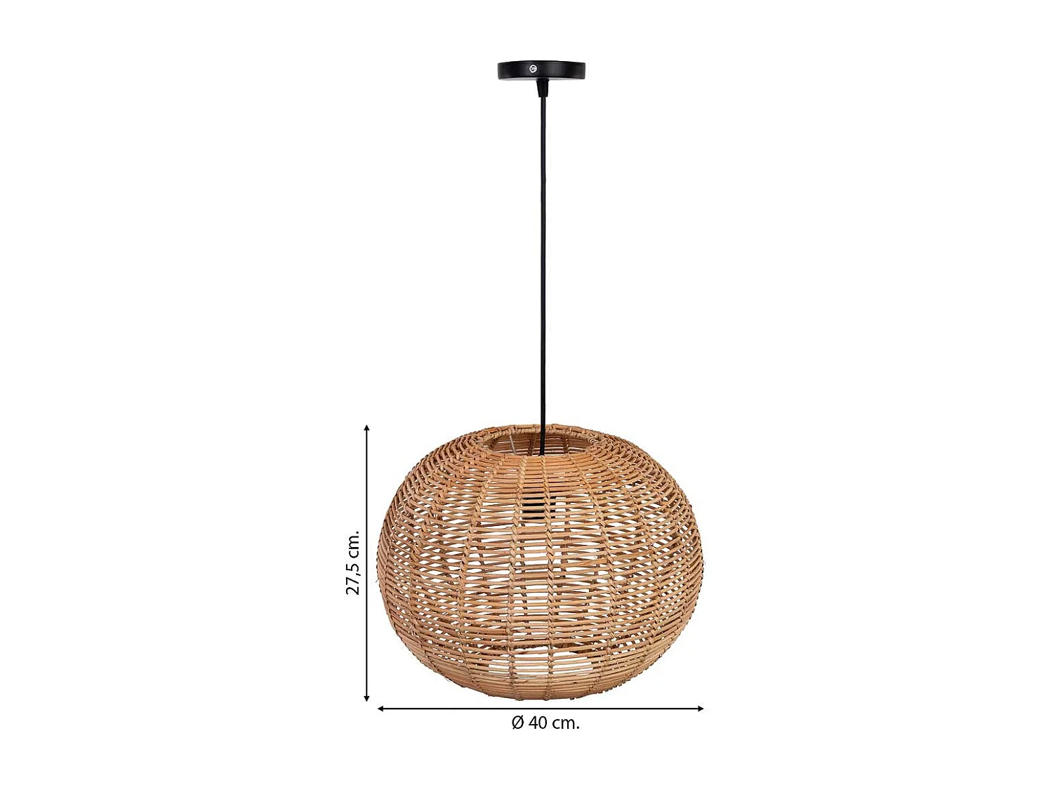 Lâmpada de teto de rattan marrom  D40x27,5h cm