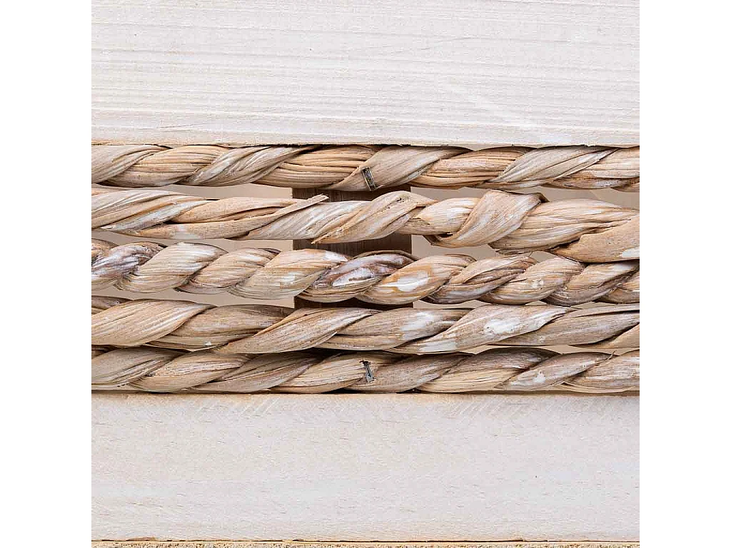 Cesto de madera y cuerda blanco 25x15x11/20