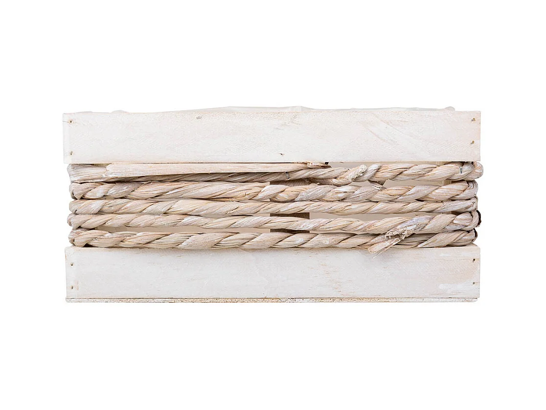 Panier en bois et corde blanc 25x15x11/20h