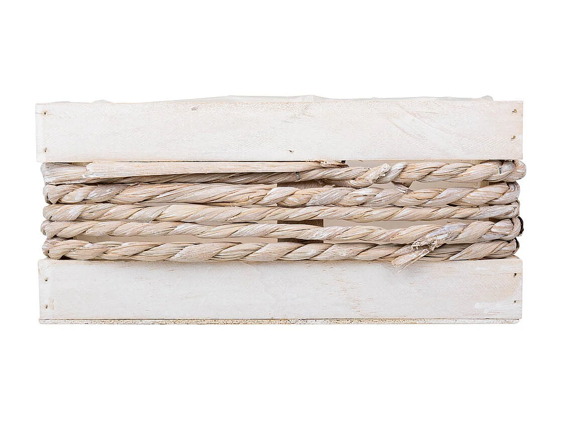 Cesto de madera y cuerda blanco 25x15x11/20