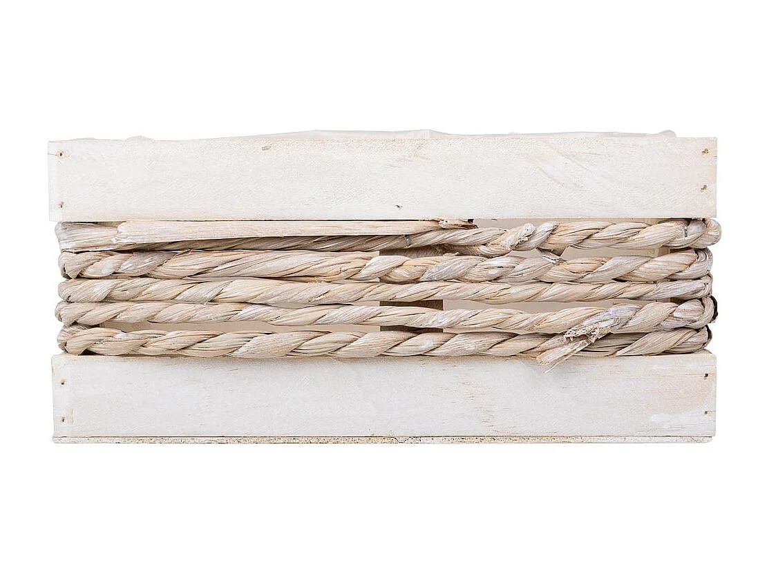 Cesto de madera y cuerda blanco 25x15x11/20