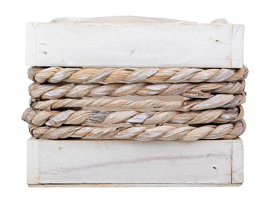Panier en bois et corde blanc 25x15x11/20h