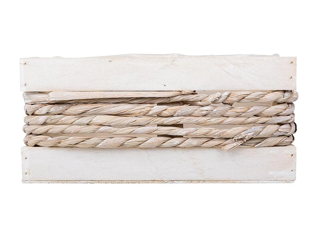 Panier en bois et corde blanc 25x15x11/20h