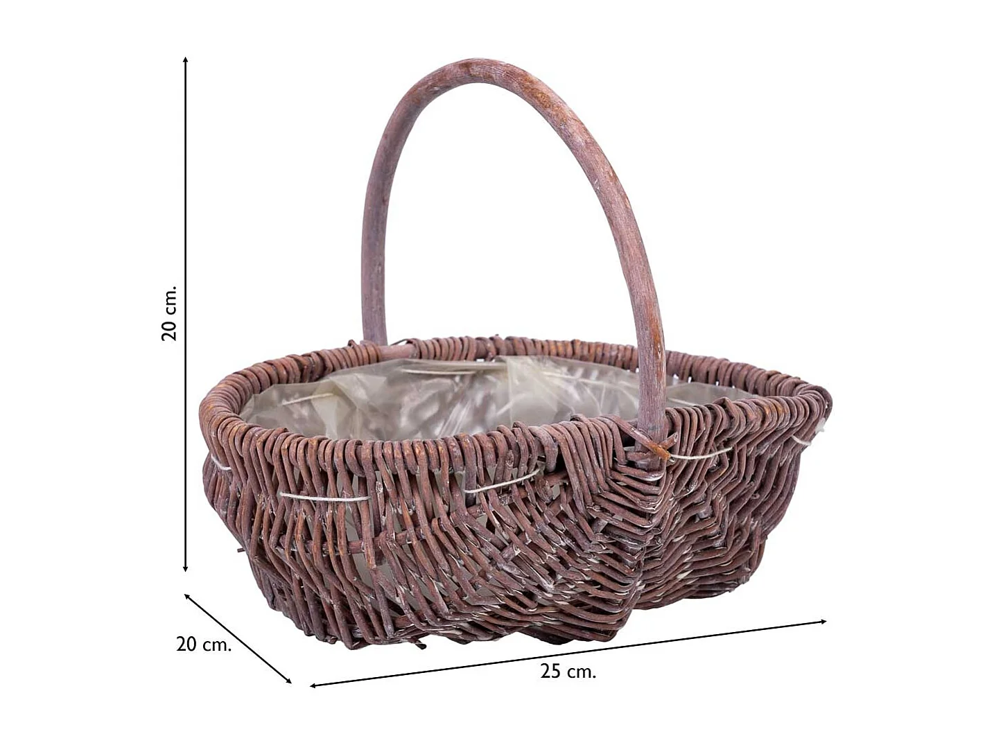 Panier en osier marron 25x20x20h