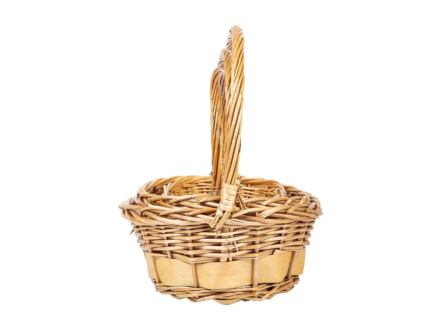 Set di 3 cestini in vimini con manici marroni