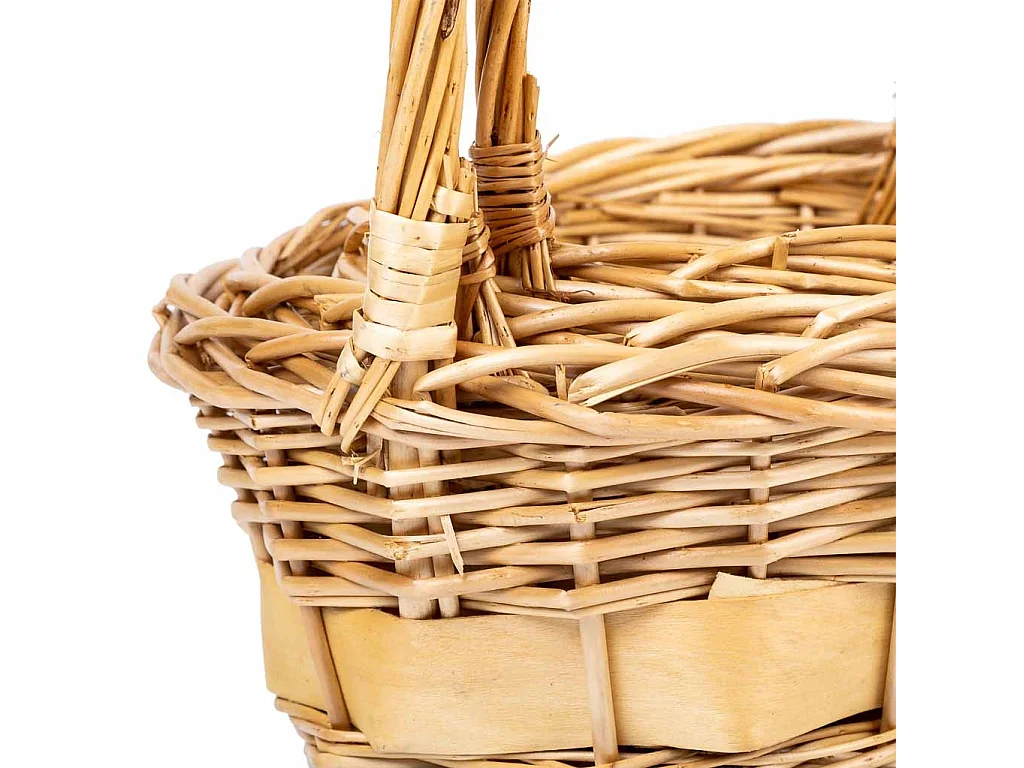 Set di 3 cestini in vimini con manici marroni