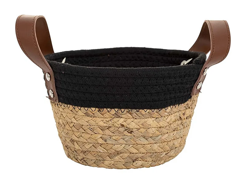Cesto in fibra naturale e cotone nero D20x12/18