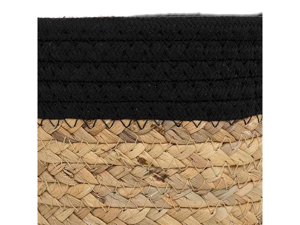 Cesto de fibra natural y algodãƒâ€œn negro D20x12/18