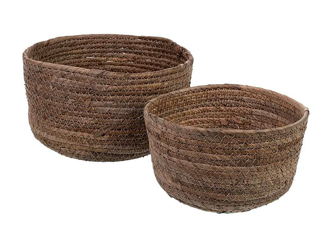 Ensemble de 2 paniers en fibres de feuilles de bananier D25x16h-D21x13