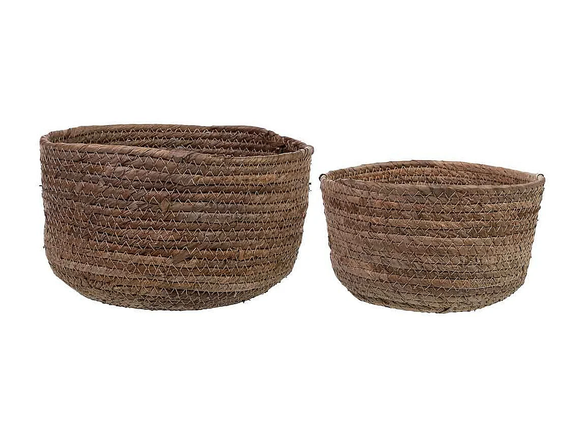 Conjunto de 2 cestos de fibra de folha de banana D25x16h-D21x13