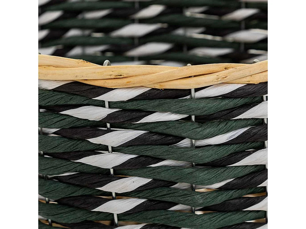 Cesto de madera y cuerda de papel verde D25x14,5