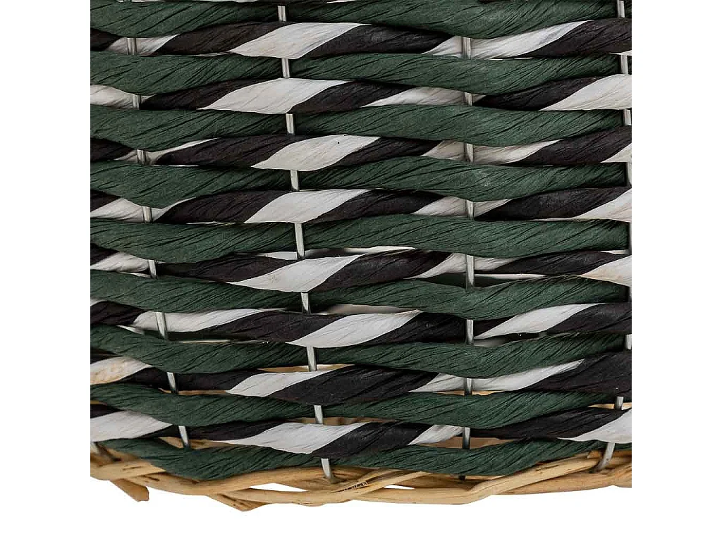 Cesto de madera y cuerda de papel verde D25x14,5