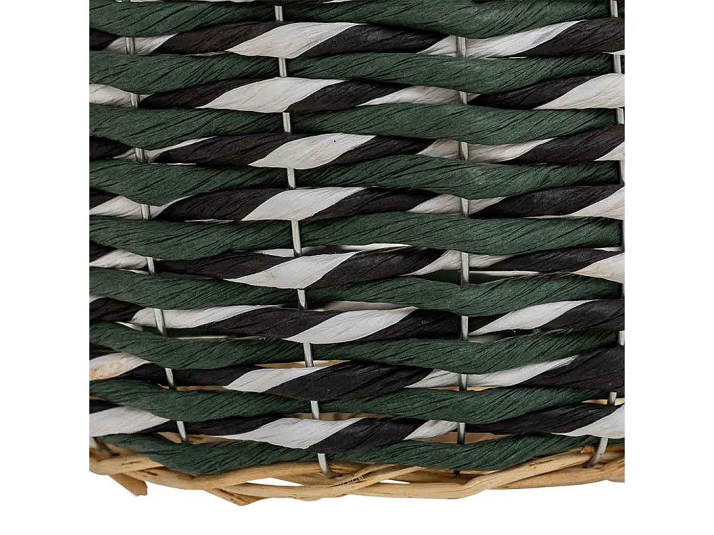 Cesto de madera y cuerda de papel verde D25x14,5