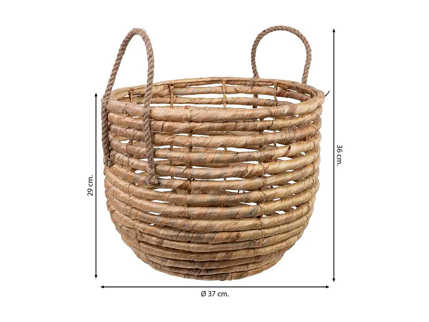 Cesto de fibra natural marrom D37x29/36
