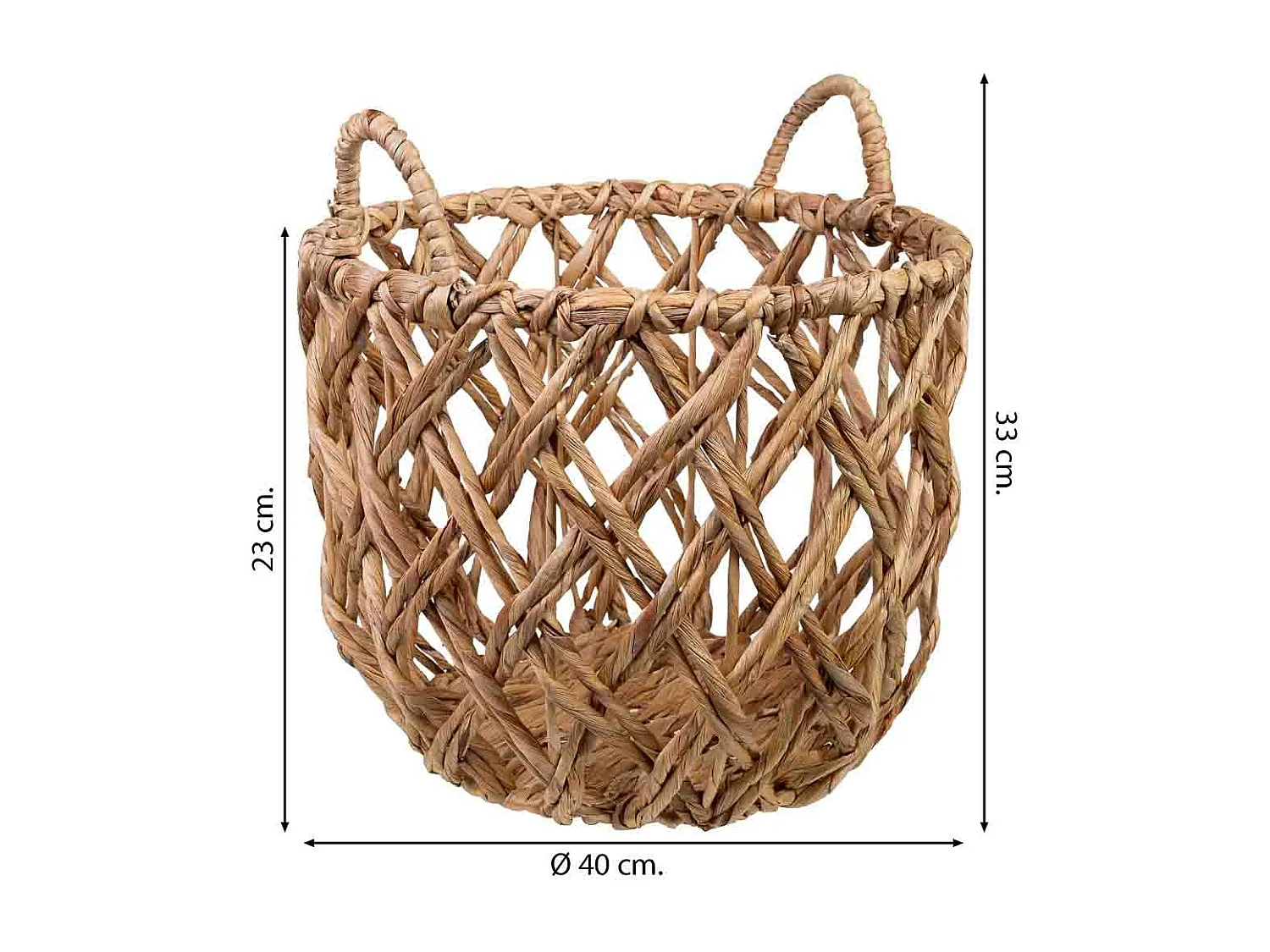 Cesto de fibra natural marrom D40x33/23