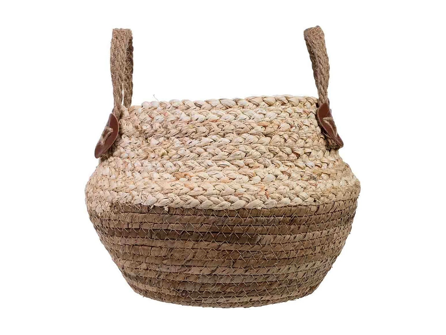 Korb aus Bananenblattfaser und Maisgeflecht mit Griff D28x27,5