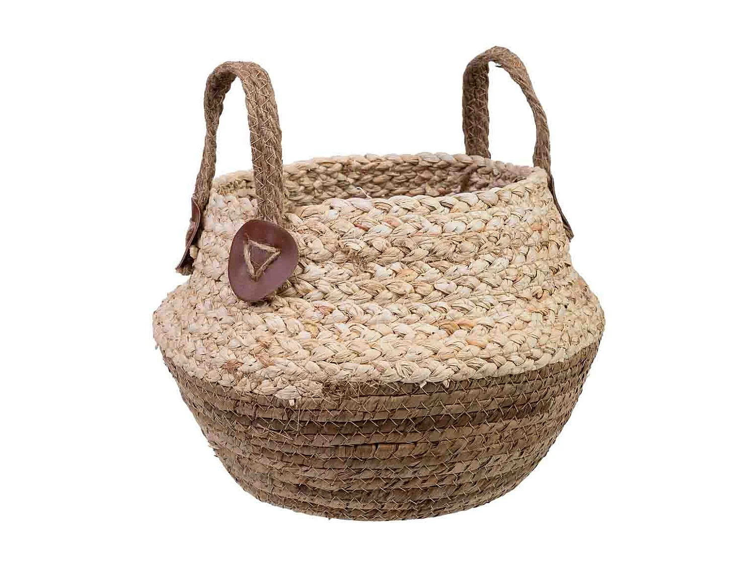 Korb aus Bananenblattfaser und Maisgeflecht mit Griff D28x27,5