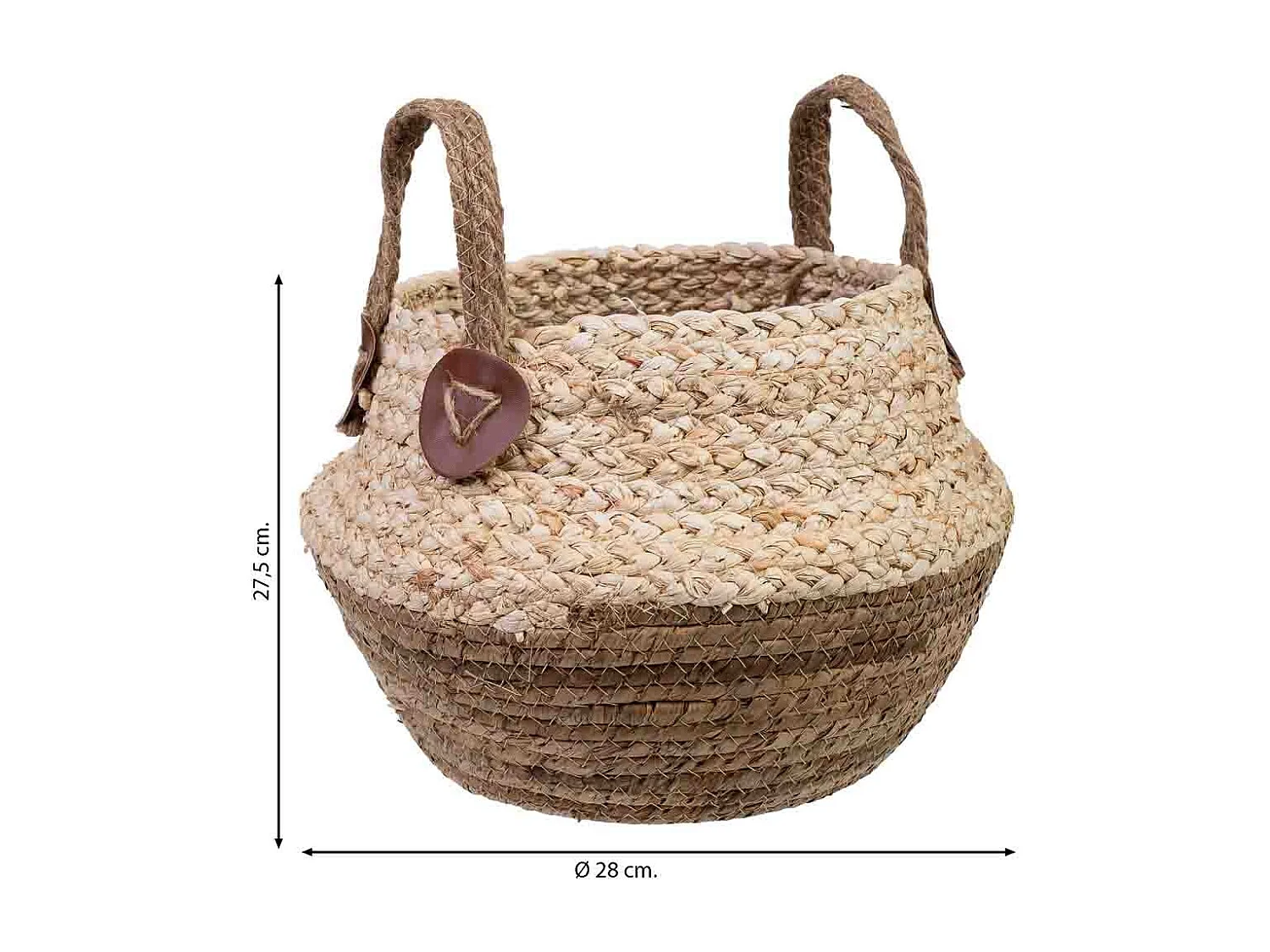 Korb aus Bananenblattfaser und Maisgeflecht mit Griff D28x27,5