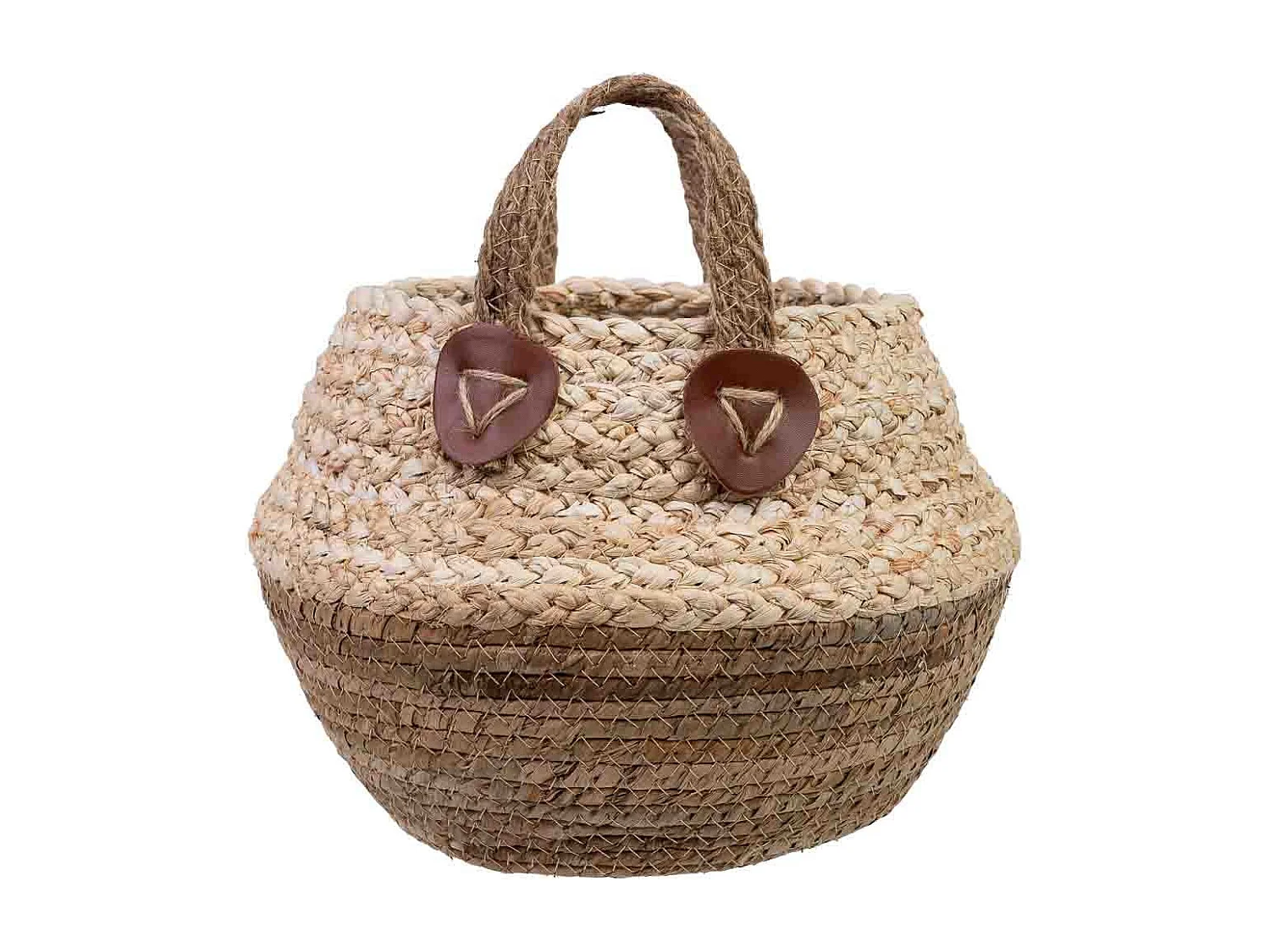 Korb aus Bananenblattfaser und Maisgeflecht mit Griff D28x27,5